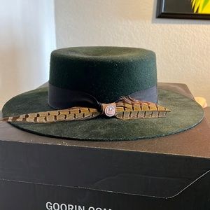 Green felt wide brimmed hat
